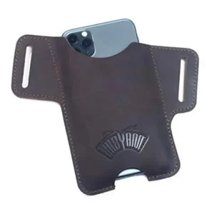 EASYANT Men Leather Phone Holster Universal Case Waist Bag with Belt Hole ~Brown - Picture 1 of 5