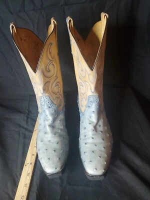 Винтажные мужские сапоги вестерн Rios of Mercedes ручной работы Full Quill страус размер 8EEE - Изображение 1 из 4