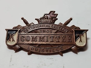 Conclave Committee 1901 29th Triennial Knights Templar Louisville Pin 2" JBTr12 - Picture 1 of 2