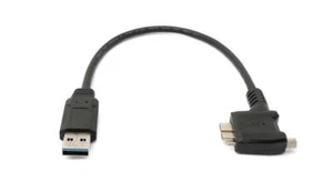 USB 3.0 Cable 30 cm Micro B Plug to Type A Plug Screw Angle in Black - Picture 1 of 5