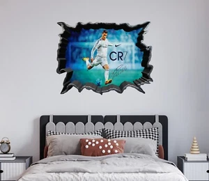 Cristiano R Wall Sticker | CR Sport 3D Smashed Sticker Removable Vinyl Soccer - Picture 1 of 4