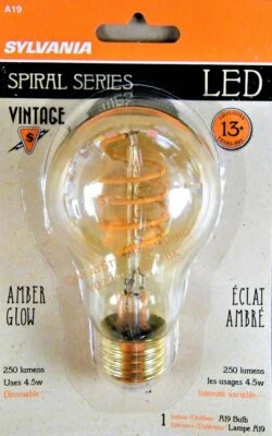 SYLVANIA SPIRAL SERIES BOMBILLA LED VINTAGE, 250 LÚMENES, 4,5 VATIOS, REGULABLE Foto 1 de 4