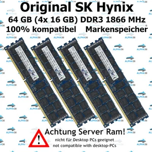 64 GB (4x 16 GB) Rdimm DDR3-1866 Supermicro 1027R-73DARF Server Frame - Picture 1 of 1