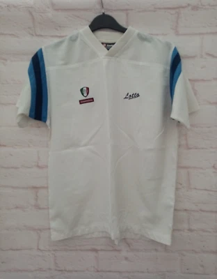 Lotto Boys Football Shirt XL White Blue V Neck Short Sleeves Montebelluna - Image 1 of 4