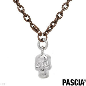 PASCIA Made in Italy Skull Necklace Made in Brown Base metal & 925 S. Silver
