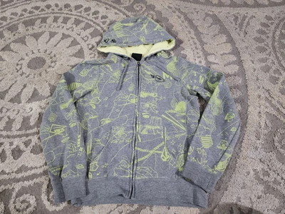 Volcom Y2K Graffiti Print Hoodie Full Zip Skate Surf Streetwear Size Small - Image 1 of 4
