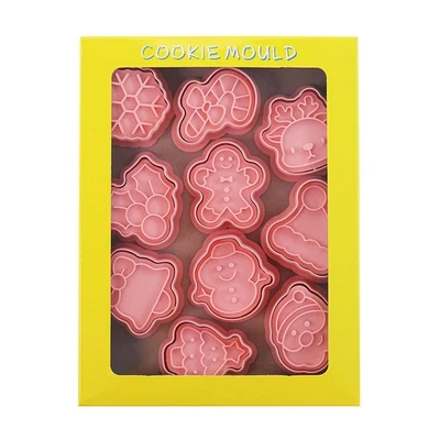 10PCS/Set Mini Cartoon Christmas Cookie Cutter Mould Fondant Cake Embosser Stamp - Bild 1 von 4