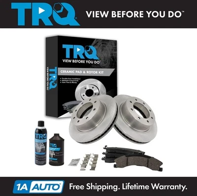 Kit de pastillas de freno delanteras de cerámica y rotor TRQ con productos químicos para furgoneta Nissan NV Foto 1 de 4