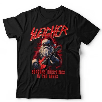 Sleigher Heavy Metal TShirt Unisex & Kids Seasons Greetings Santa Christmas Goth - Image 1 of 4
