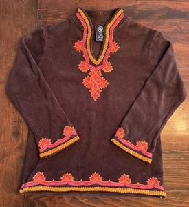 Tory Burch For Scoop NYC Kids Tunic Sz. L Brown/Orange Terry-Beach- Boho-Girls - Picture 1 of 10