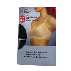 Felina Side Smoothing Bra 2-PACK Adjustable Straps M Black MEDIUM Open/Handled - Picture 1 of 12