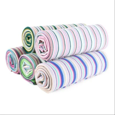 Rainbow Cotton Knit Fabric Stretch Striped Sweater Apparel Material By Metre - Image 1 of 4