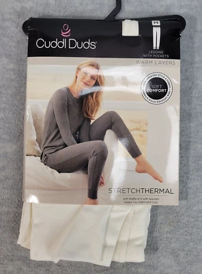 Leggings Cuddl Duds Capa Cálida Elastizados Térmicos con Bolsillos Blancos Para Mujer M Nuevos con Etiquetas Foto 1 de 4
