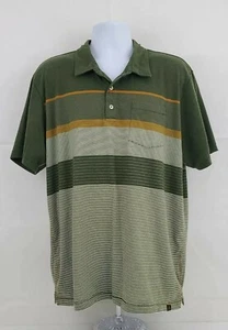 Prana Breathe Polo Shirt Mens Extra Large Green Striped Organic Cotton Adult A04 - Picture 1 of 10
