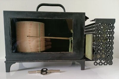 Ancien Hygromètre Enregistreur à Rouleau pour la Météorologie du début 20ième - Photo 1/4