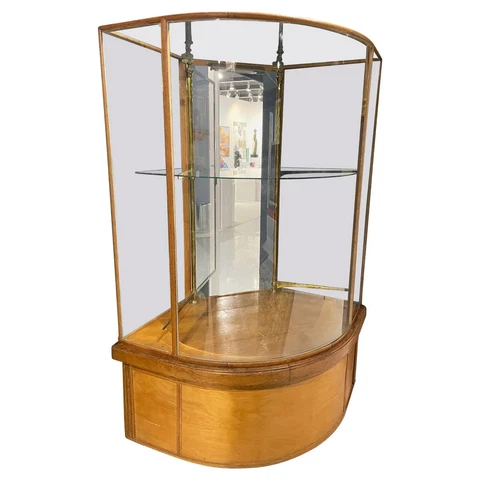 Antique French Oak Curved Display Showcase Cover