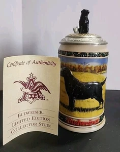Budweiser Beer Stein Hunters Companion Series BLACK LABRADOR 1st In Series -COA - Picture 1 of 20