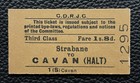 Vintage 1960s CDRJC Irish Railway Train Ticket  STRABANE CAVAN 1295