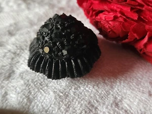 Bouton vintage parurier collection resine strass noir bijoux  2,6 cm D15F - Picture 1 of 5