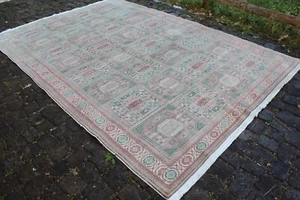 6x9 Vintage Handmade Turkish Oriental Bedroom Oushak Area Carpet Rug, 77"x113" - Picture 1 of 11