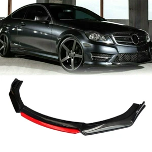 For Mercedes Benz W204 W205 Front Bumper Lip Spoiler Splitter Glossy Black+Red - Picture 1 of 11