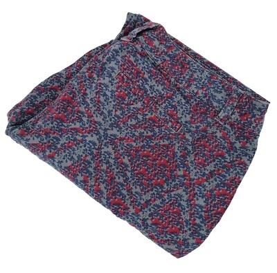 CAbi Palm Beach Print Ankle Pants Blue Pink Cotton Stretch Women's Size 8 Look - Image 1 of 4