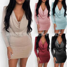 Spring and Autumn Women's Solid Color Slim Fit Sexy V-Neck Long Sleeve Hip Dress