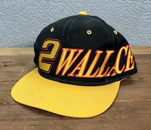 Vintage Nascar Hat Adult Black Yellow Snapback Cap Rusty Wallace 90s Y2K Skater - Picture 1 of 12