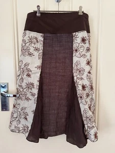 THE ARK Ladies L SKIRT Brown embroidered a-line Pull-on Elasticated - FREE POST! - Picture 1 of 6