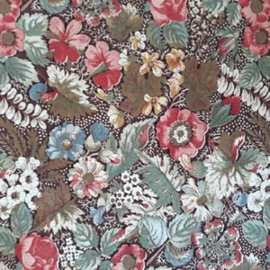 Vintage Cotton Quilting Fabric Joan Kessler Floral Brown 44" Wide 3+ Yards - Picture 1 of 4