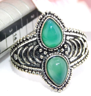 Anillo de ónix verde natural tamaño 7 925 anillo plateado en plata de ley JN1... - Imagen 1 de 4