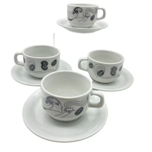 Art Deco inspired espresso cup and saucer set of 4 Flapper demitasse Brazil - Picture 1 of 10