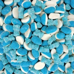 Blue Gummy Candy Mix | 2-Pound Bag | Blue Raspberry Puffs and Sour Gummy Bears - Picture 1 of 6