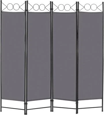 4 Panel Room Divider 6FT Steel Frame Screen Folding Privacy Divider Freestanding - Image 1 of 4