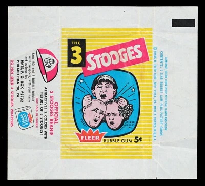 1959 Fleer The 3 Three Stooges Gum Card Wax Wrapper 5 Cents Sharp! - Image 1 of 2