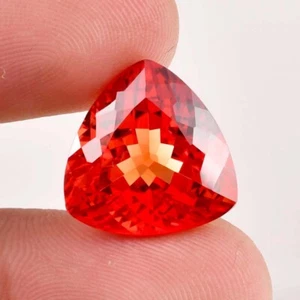 10x10 MM Natural Fanta Orange Ceylon Sapphire Trillion Loose Gemstone Certified - Picture 1 of 5