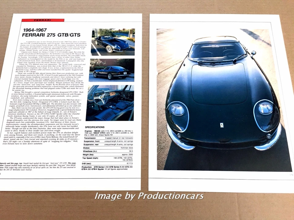 Ferrari 275 GTB GTS Original Car Review Print Article J670 1964 1965 1966 1967 Foto 1 de 1