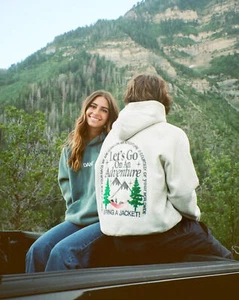 Let's Go On an adventure Embroidered Hoodie Casual Long Sleeve Hooded Sweatshirt - Picture 1 of 28