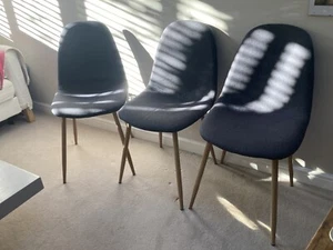Maisons Du Monde Chairs x3 Scandinavian Style, Anthracite Grey, Imitation Wood - Picture 1 of 24