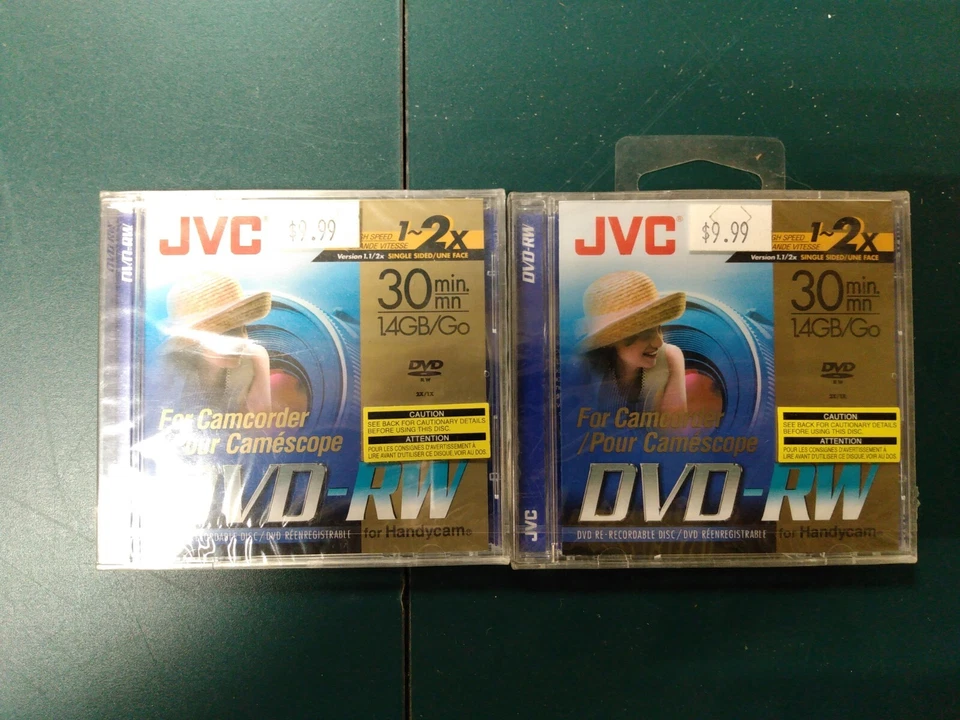 2PCS JVC DVD-RW for Camcorder 30 min 1.4 GB Single Sided (VD-W14DU) brand New  - Image 1 of 1