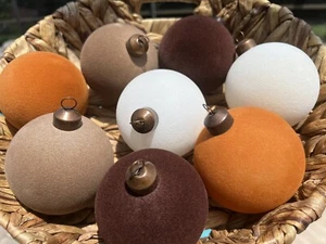 "Juego de 8 piezas de adornos de acción de gracias flocados decoración árbol de otoño marrón marfil naranja 3,75""" - Imagen 1 de 3