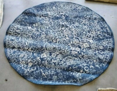 NAVY / IVORY 5'-3" x 5'-3" Flaw in Rug, Reduced Price 1172711362 EVK256A-5R - Image 1 of 4