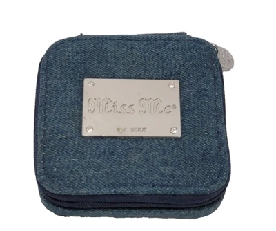 Miss Me Jeans Blue Eyeshadow Denim Covered Compact Pallett 4 Colors Zip Case NEW - Image 1 of 4