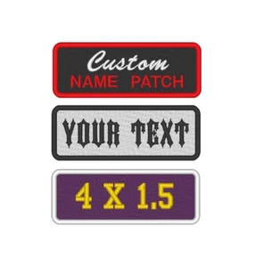Custom Embroidered Name Tag Sew on Patch Motorcycle Biker Patches 4" x 1.5" (A) - Picture 1 of 11