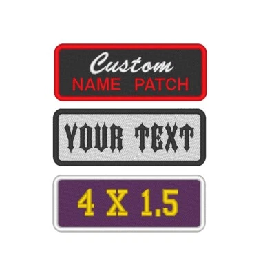 Custom Embroidered Name Tag Sew on Patch Motorcycle Biker Patches 4" x 1.5" (A) - Image 1 of 4