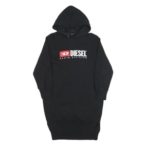 Vestido Jersey DIESEL Niñas Negro Con Capucha Mezcla Algodón Informal Talla 10Y Cómodo - Imagen 1 de 6