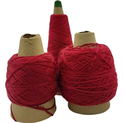 Lote de 3 cono de hilo acrílico rojo vintage años 80 Foto 1 de 4