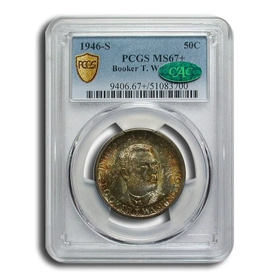 1946-S Booker T. Washington Half MS-67+ PCGS CAC (Toned) - Image 1 of 3