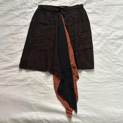 Anne Klein Vintage layered silk Brown and orange wrap skirt Size 14 - Image 1 of 4