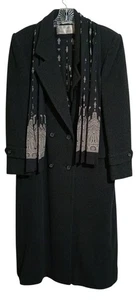 Womans Evan Picone Double-Breasted Long 100% Wool Overcoat Coat With Scarf 6/8 - Picture 1 of 14